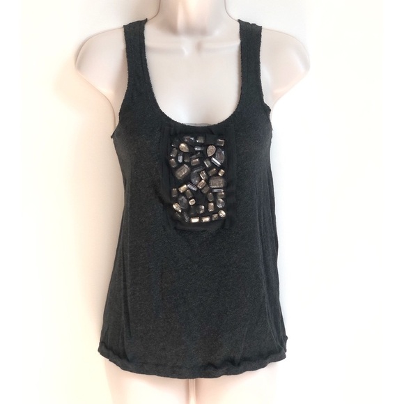 J. Crew jeweled charcoal camisole tank top… - Picture 4 of 9